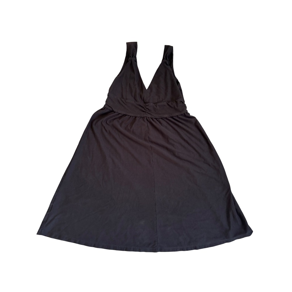 Patagonia Kamala Dress Medium Black Organic Cotton Tencel V-Neck  Gorpcore‎ - Picture 2 of 6